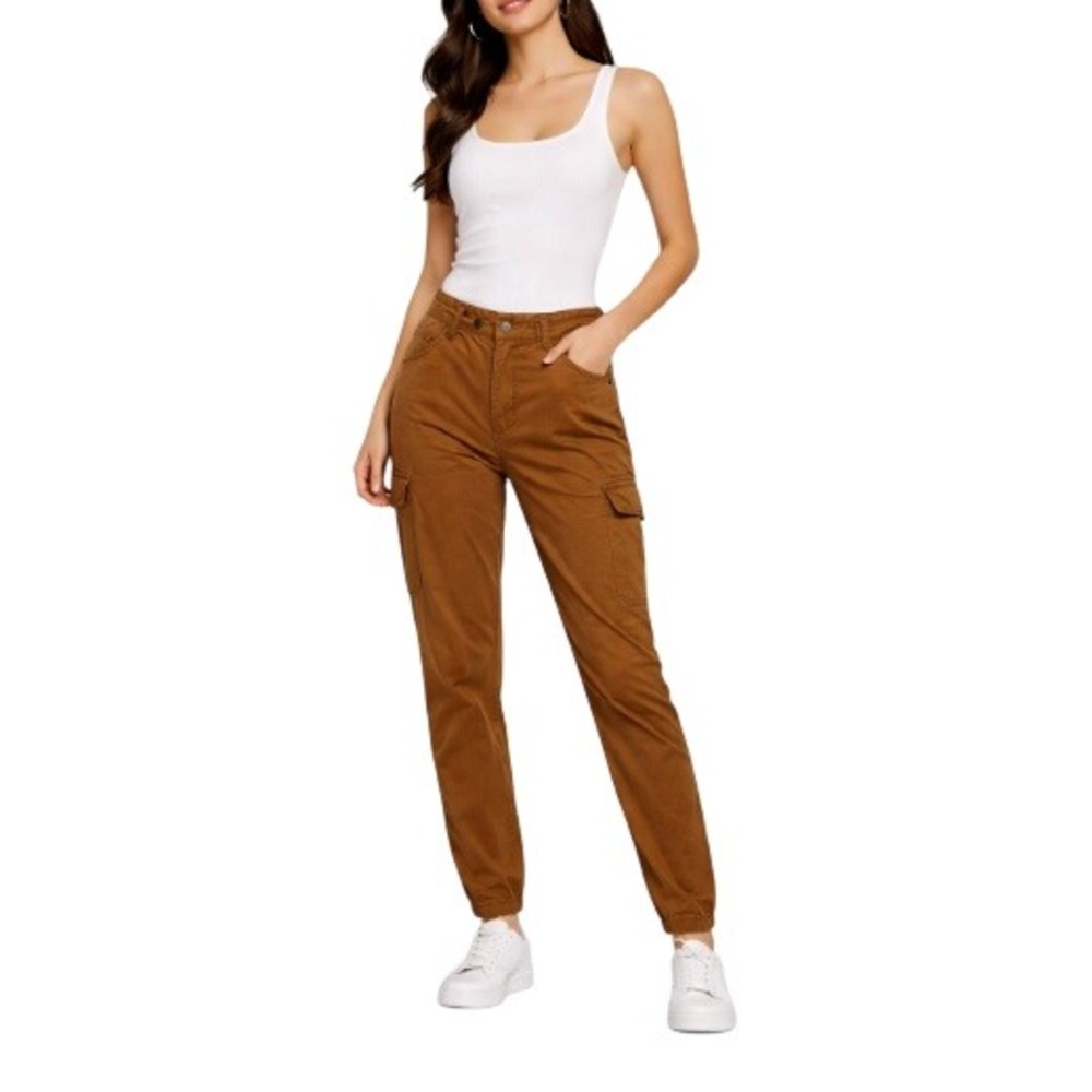 Sundance‎ Copper Brown Lyocell Blend Cargo Tapered Pants Straight Leg Size 14